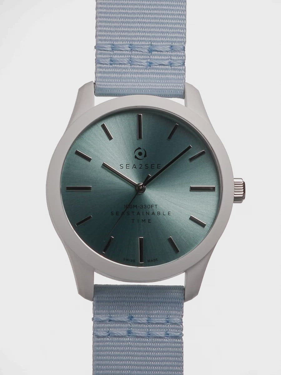 CASE: WHITE | STRAP: LIGHT BLUE | DIAL: LIGHT BLUE | SIZE: 37 MM