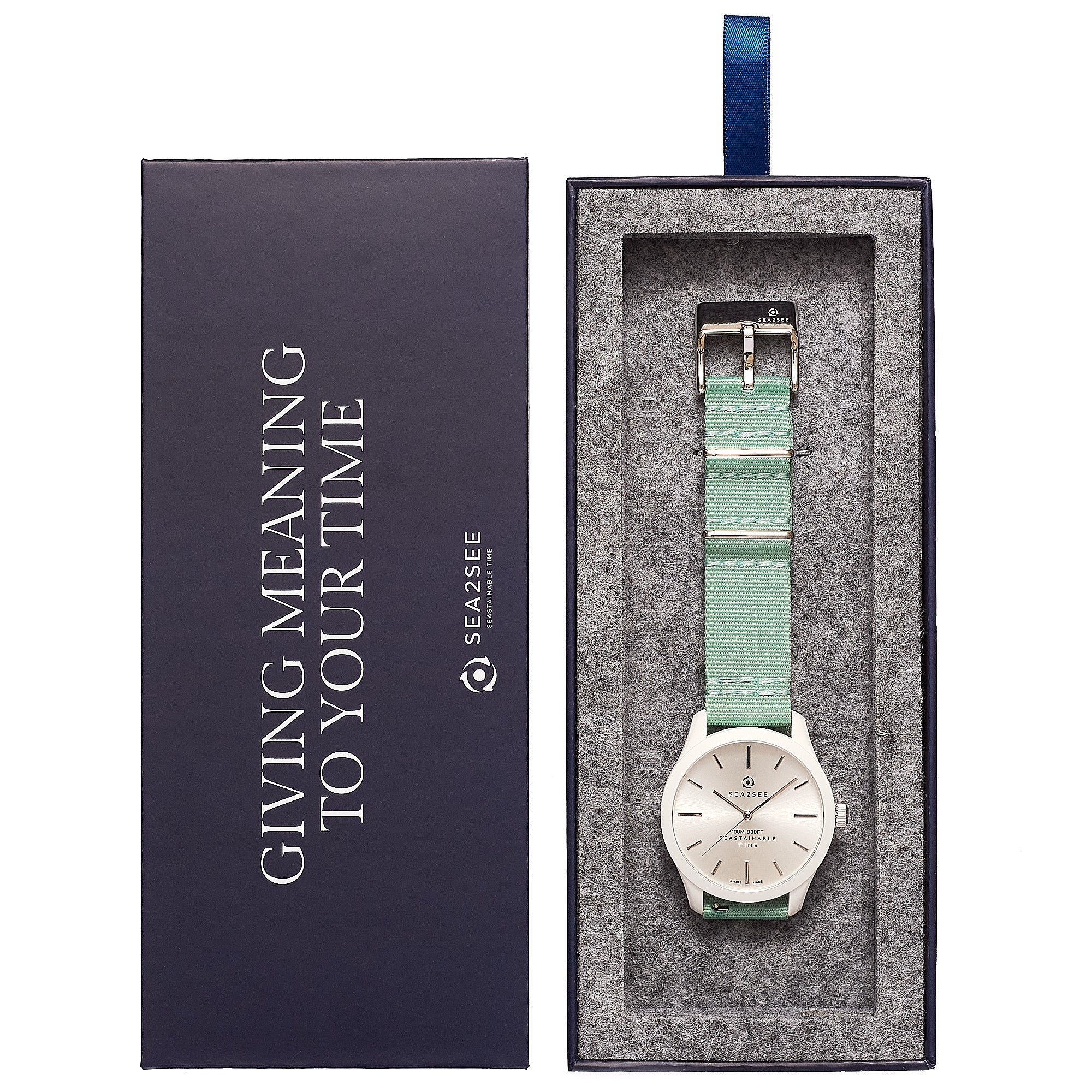 CASE: WHITE | STRAP: LIGHT GREEN | DIAL: WHITE | SIZE: 37 MM