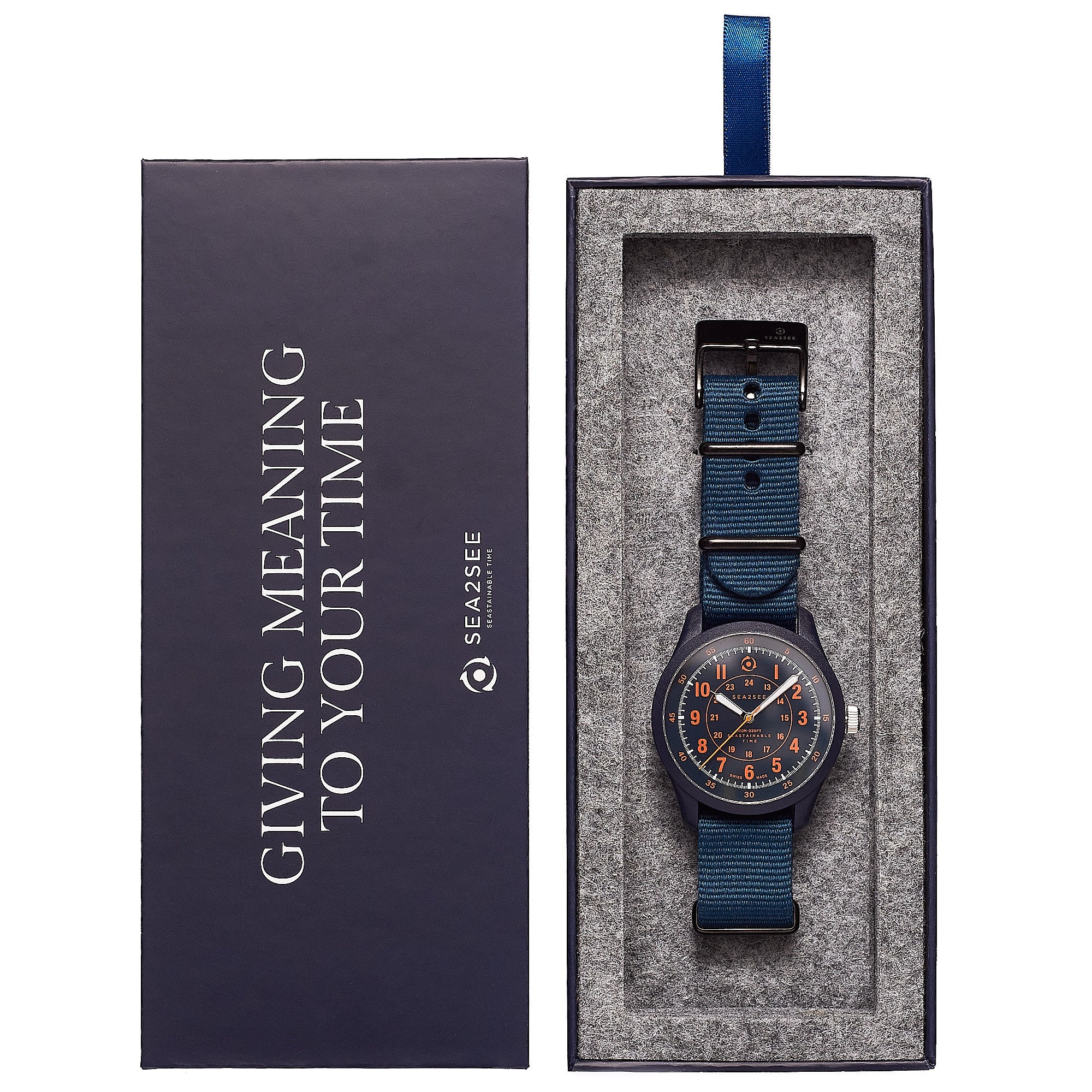 CASE: NAVY BLUE | STRAP: NAVY BLUE/ORANGE | DIAL: NAVY BLUE | SIZE: 41 MM