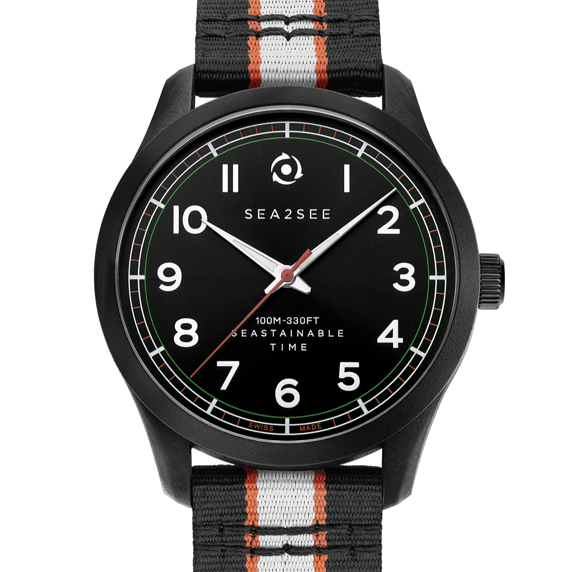 GEHÄUSE: SCHWARZ | ARMBAND: SCHWARZ/ORANGE/GRAU | ZIFFERBLATT: SCHWARZ | GRÖSSE: 41 MM