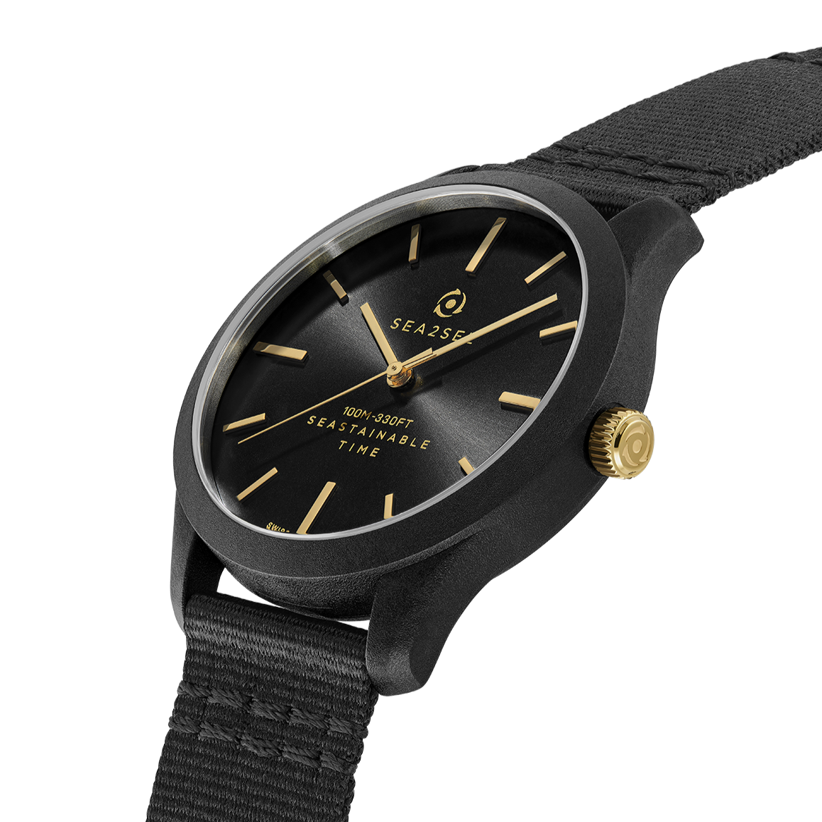 CASE: BLACK | STRAP: BLACK | DIAL: BLACK/GOLD | SIZE: 37 MM