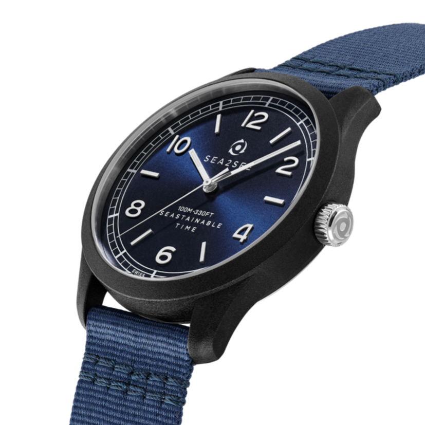 CASE: BLACK | STRAP: NAVY BLUE | DIAL: NAVY BLUE  | SIZE: 37 MM