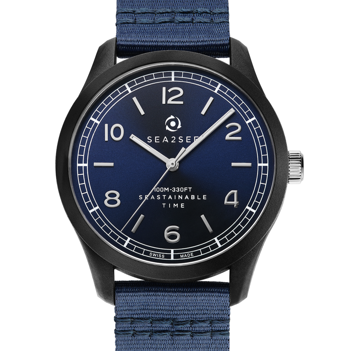 CASE: BLACK | STRAP: NAVY BLUE | DIAL: NAVY BLUE  | SIZE: 37 MM