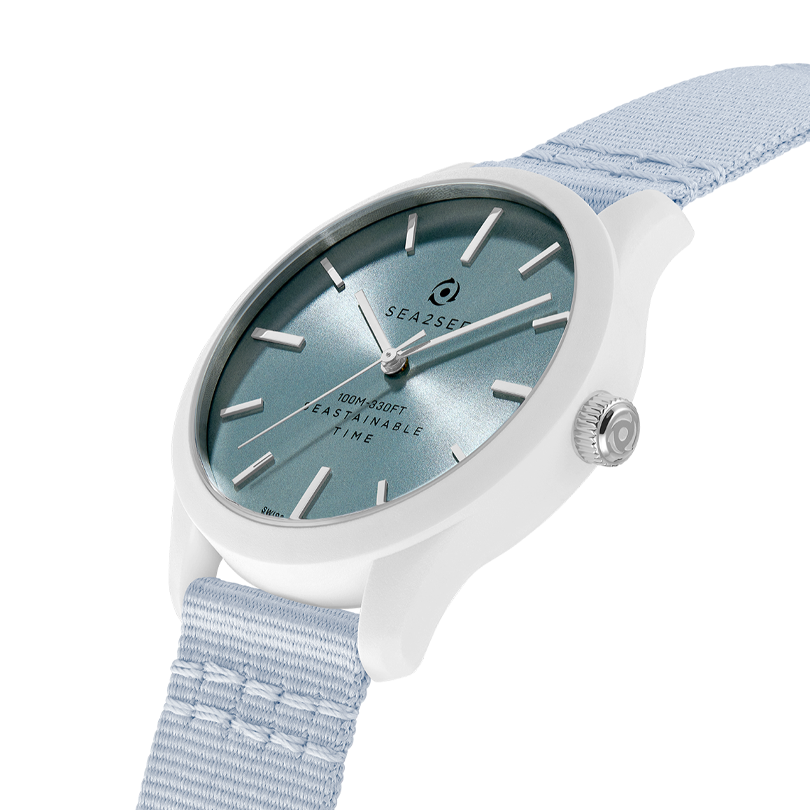 CASE: WHITE | STRAP: LIGHT BLUE | DIAL: LIGHT BLUE | SIZE: 37 MM