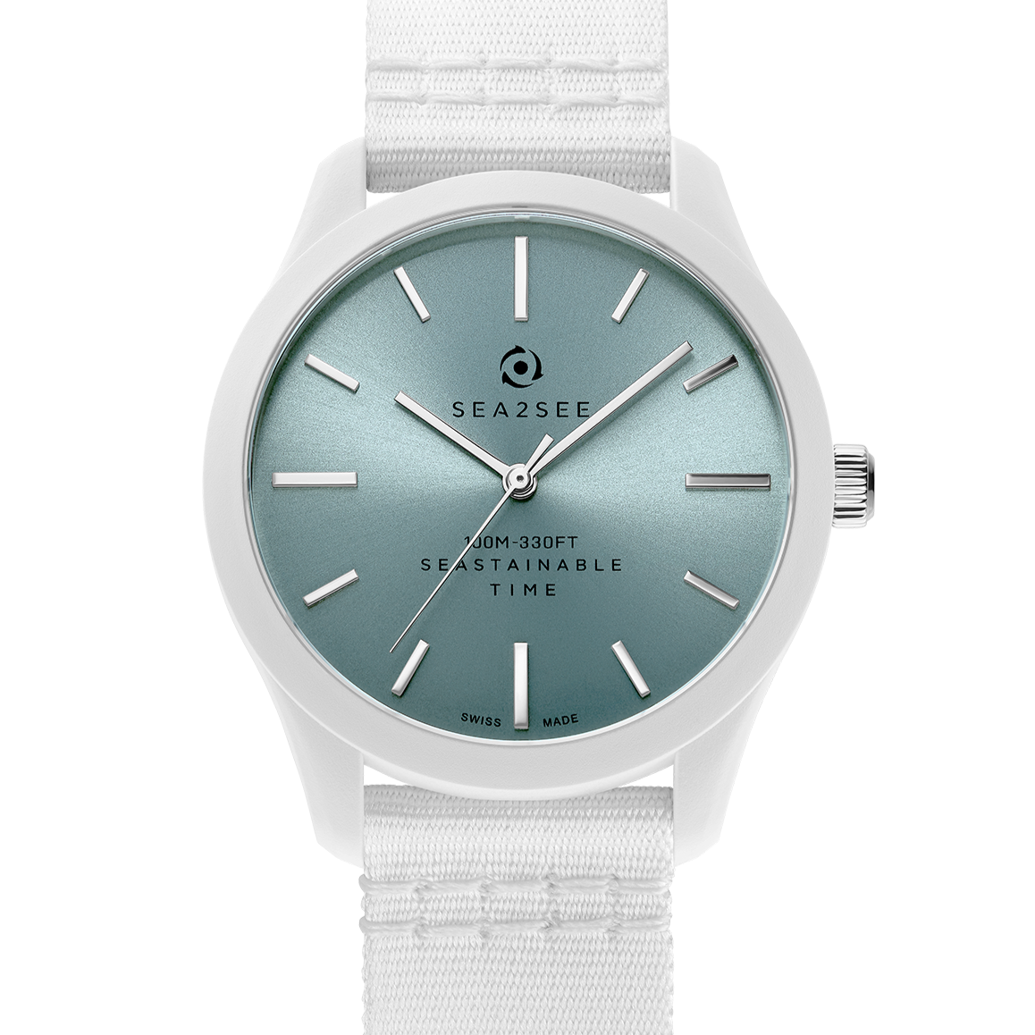 CASE: WHITE | STRAP: WHITE | DIAL: LIGHT BLUE | SIZE: 37 MM