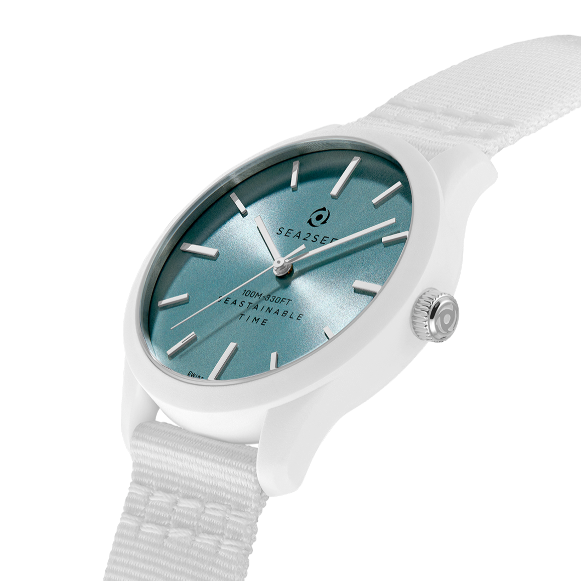 CASE: WHITE | STRAP: WHITE | DIAL: LIGHT BLUE | SIZE: 37 MM