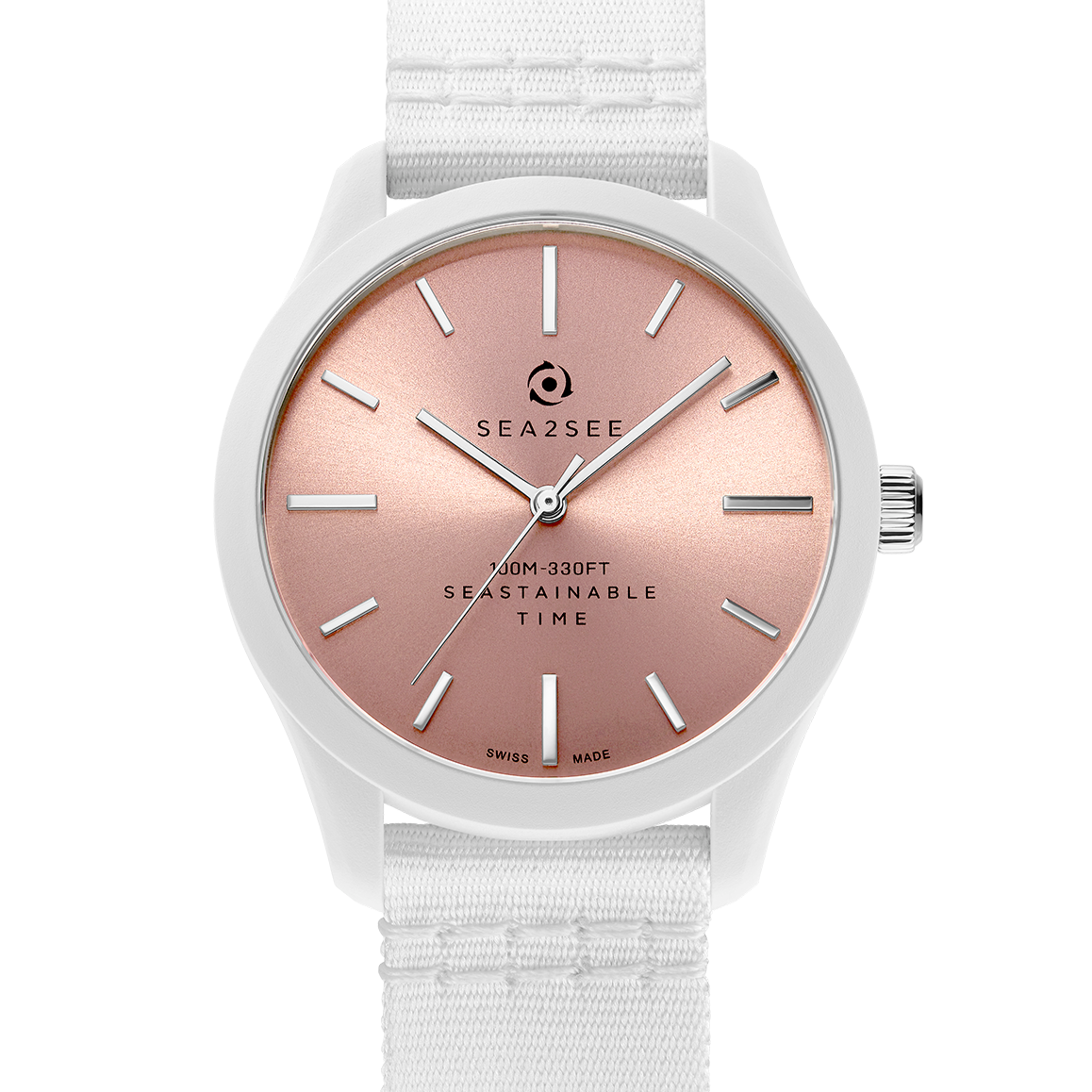 CASE: WHITE | STRAP: WHITE | DIAL: PINK | SIZE: 37 MM