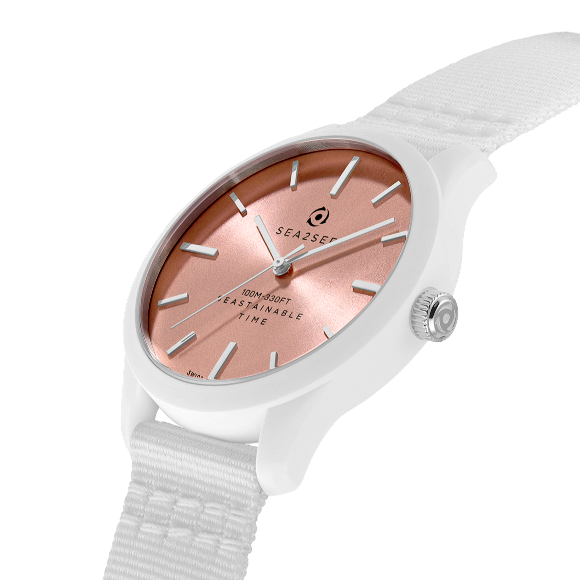 CASE: WHITE | STRAP: WHITE | DIAL: PINK | SIZE: 37 MM