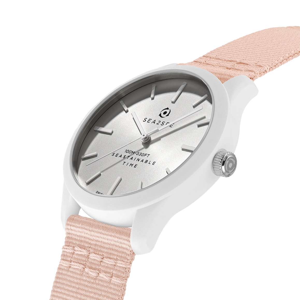 CASE: WHITE | STRAP: PINK | DIAL: WHITE | SIZE: 37 MM