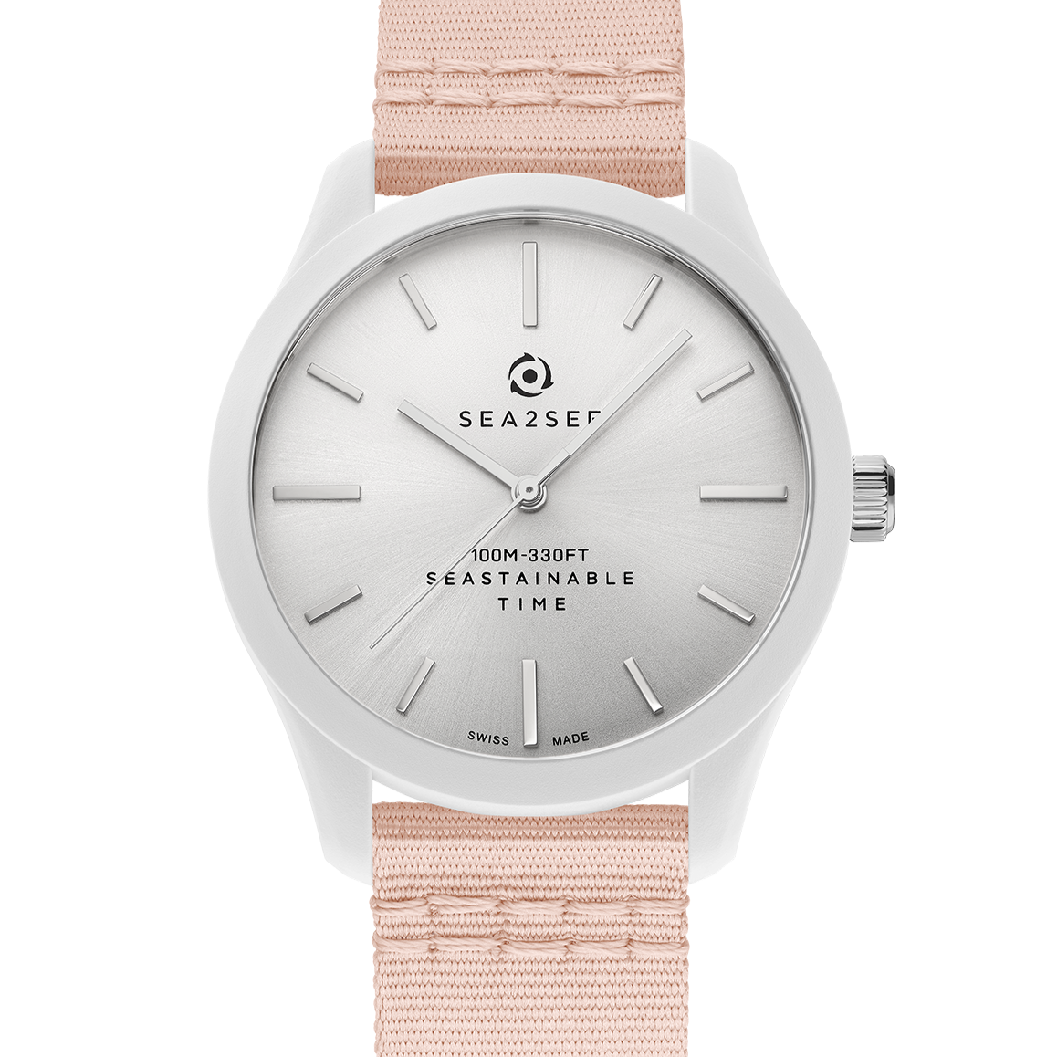 CASE: WHITE | STRAP: PINK | DIAL: WHITE | SIZE: 37 MM