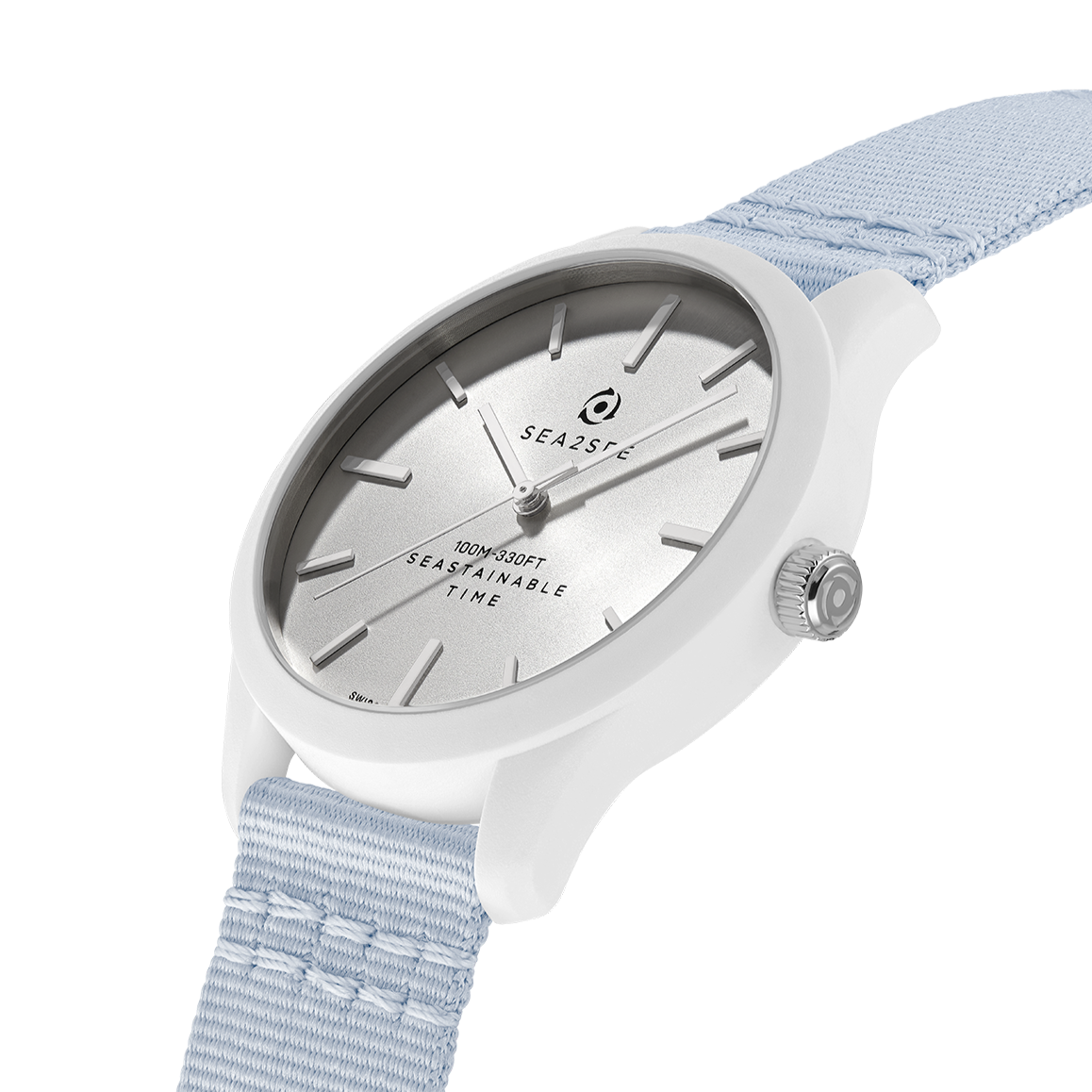 CASE: WHITE | STRAP: LIGHT BLUE | DIAL: WHITE | SIZE: 37 MM