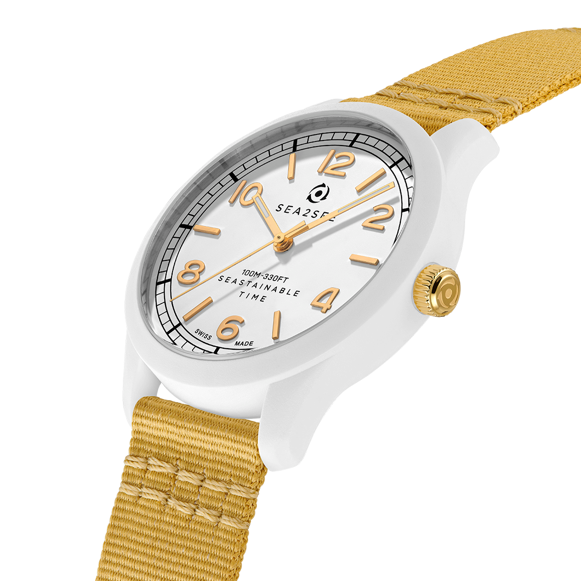 CASE: WHITE | STRAP: GOLD | DIAL: WHITE/GOLD  | SIZE: 37 MM