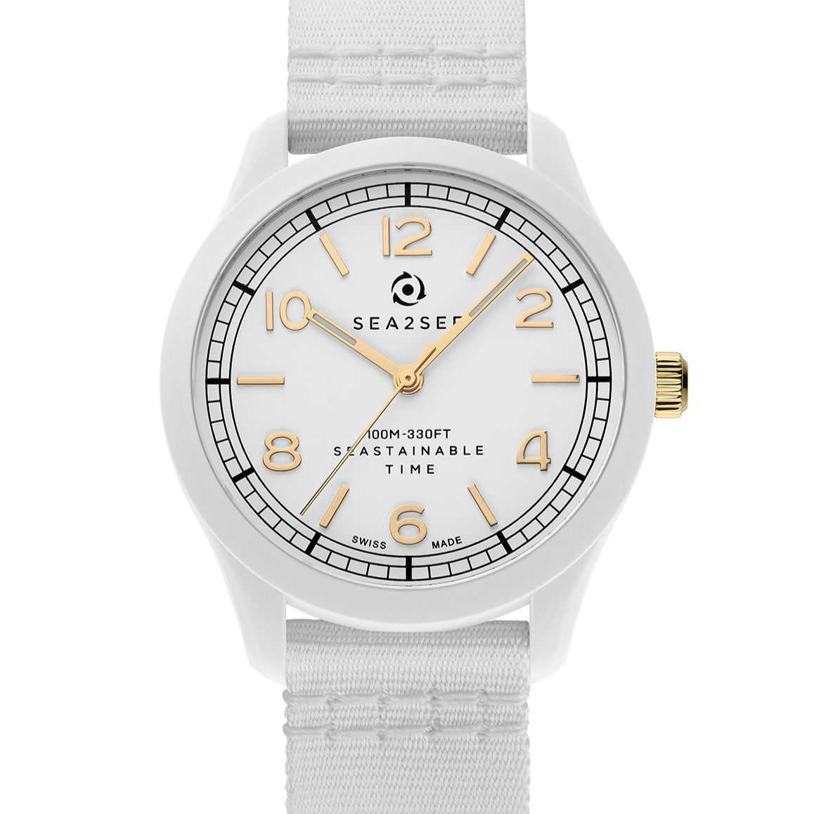 CASE: WHITE | STRAP: WHITE | DIAL: WHITE/GOLD  | SIZE: 37 MM