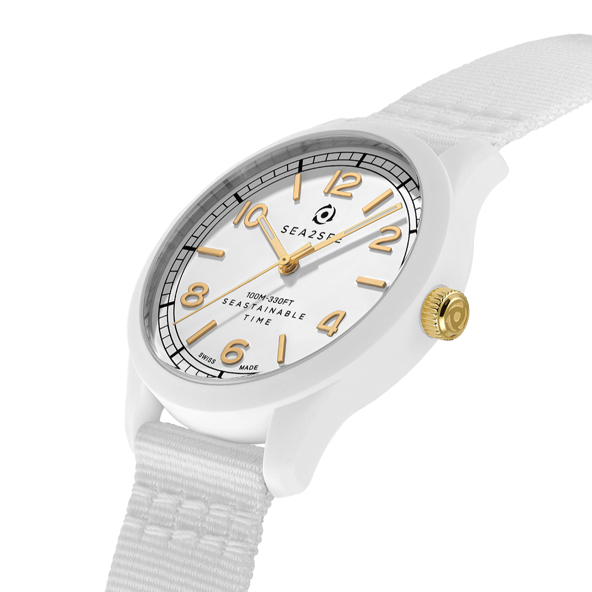 CASE: WHITE | STRAP: WHITE | DIAL: WHITE/GOLD  | SIZE: 37 MM