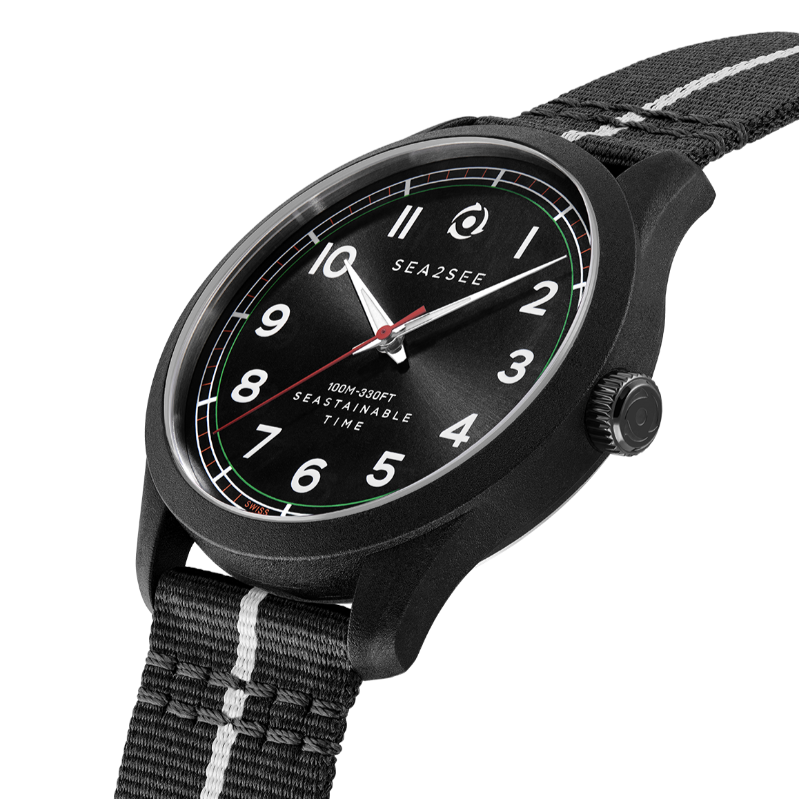 CASE: BLACK | STRAP: BLACK/WHITE | DIAL: BLACK | SIZE: 41 MM