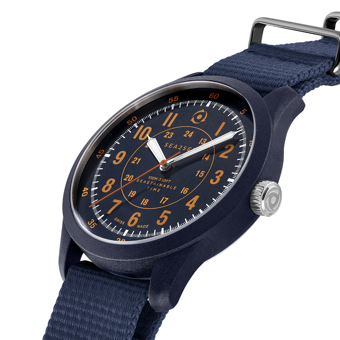 CASE: NAVY BLUE | STRAP: NAVY BLUE/ORANGE | DIAL: NAVY BLUE | SIZE: 41 MM