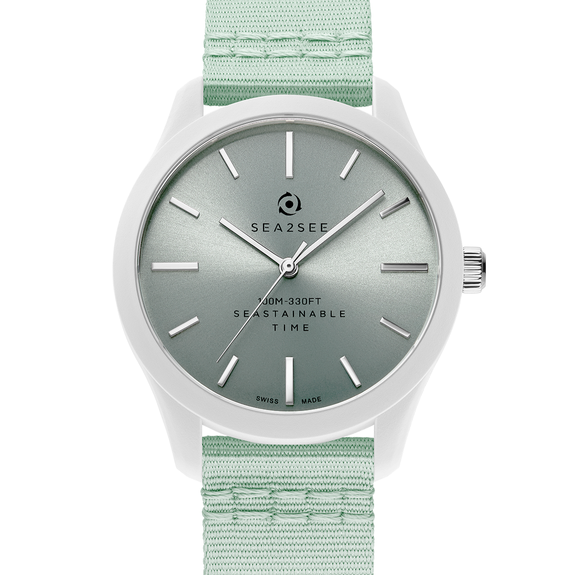 CASE: WHITE | STRAP: LIGHT GREEN | DIAL: LIGHT GREEN | SIZE: 37 MM