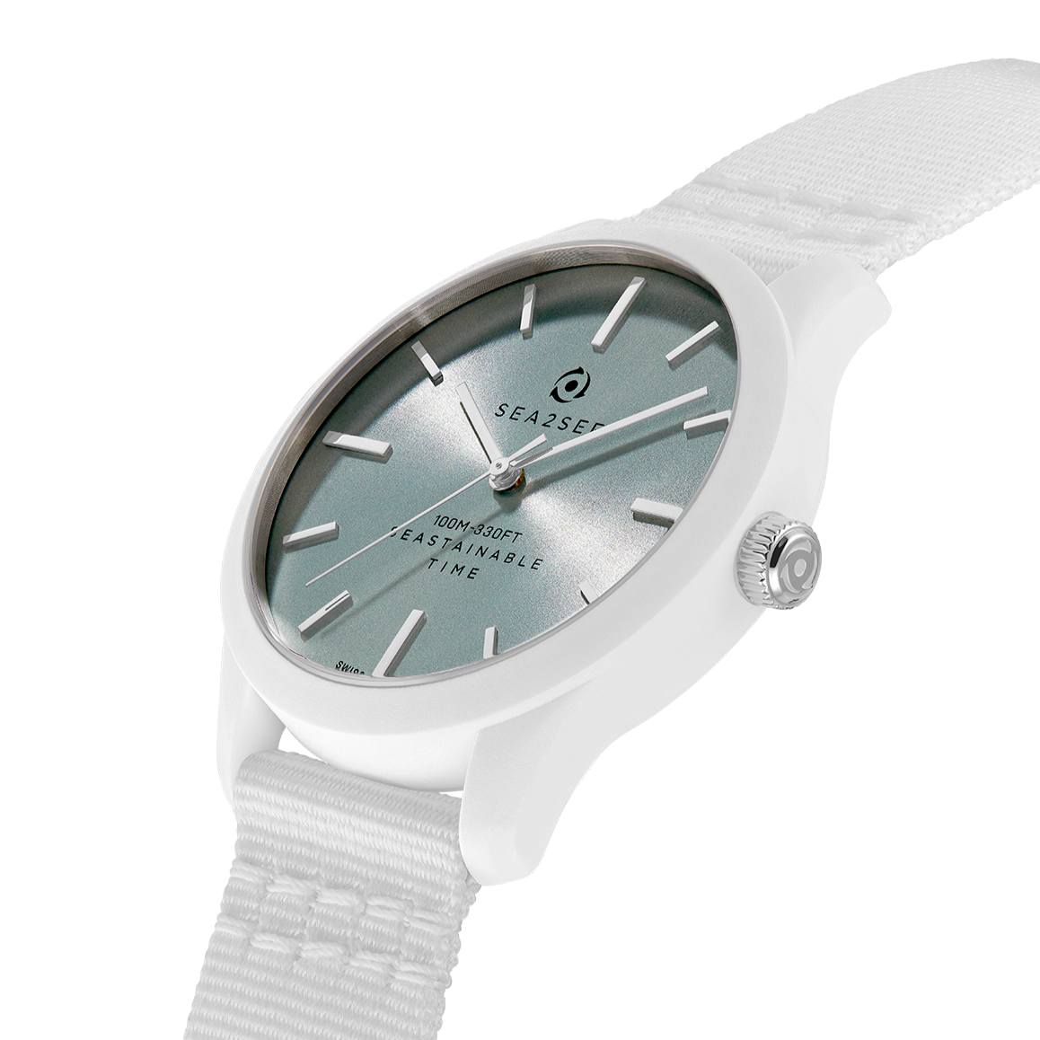 CASE: WHITE | STRAP: WHITE | DIAL: LIGHT GREEN | SIZE: 37 MM