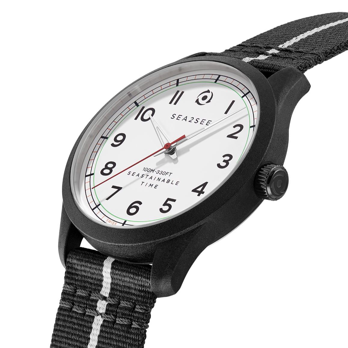 CASE: BLACK | STRAP: BLACK/WHITE | DIAL: WHITE | SIZE: 41 MM