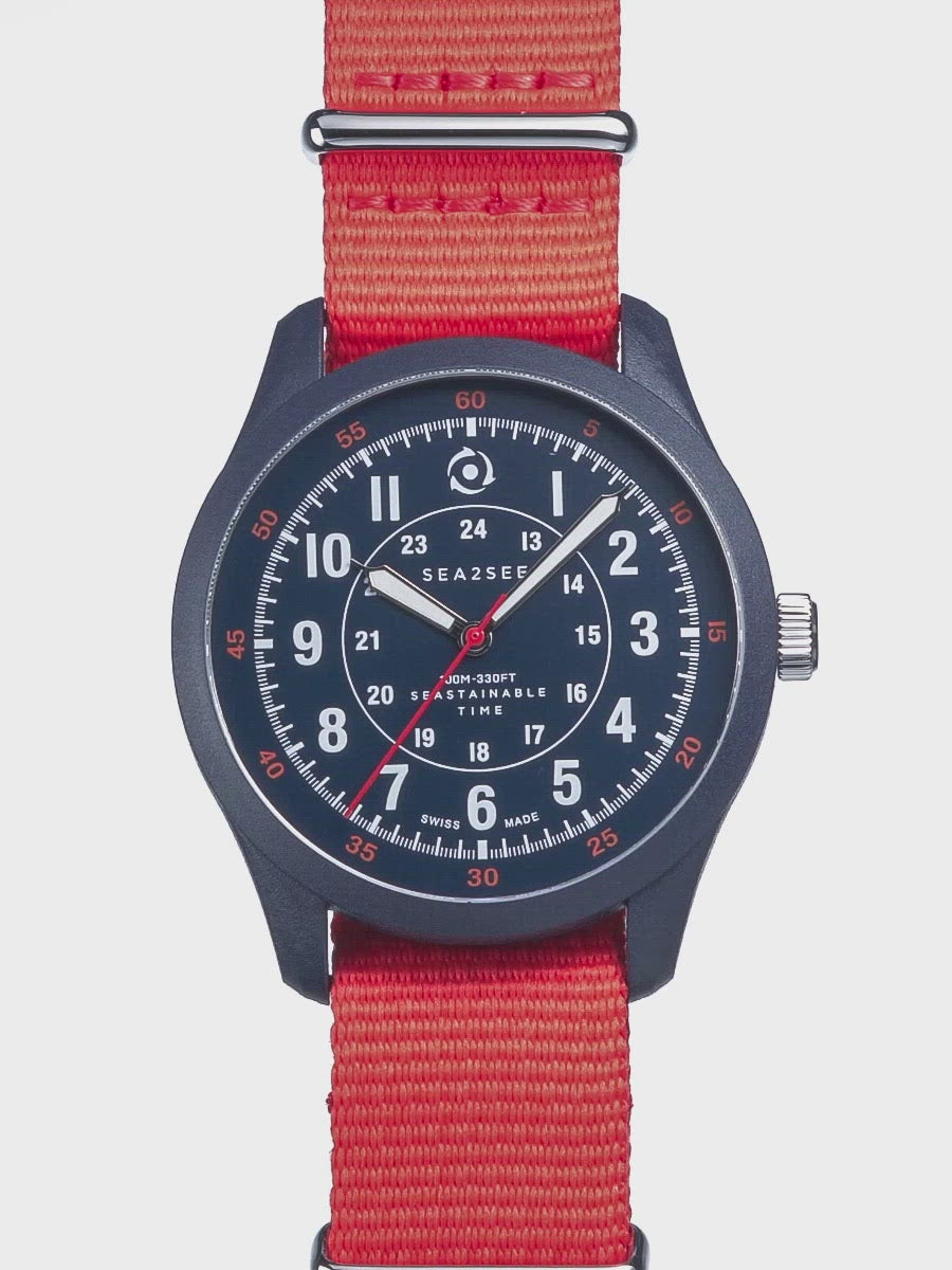 CASE: NAVY BLUE | STRAP: RED | DIAL: NAVY BLUE | SIZE: 41 MM